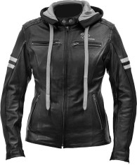 Geaca Moto Piele Dama Joyce HOODED Black/White