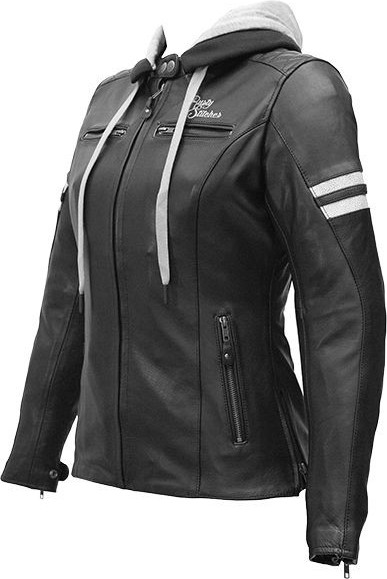 Geaca Moto Piele Dama Joyce HOODED Black/White