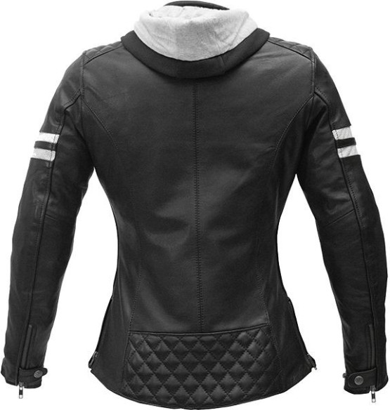 Geaca Moto Piele Dama Joyce HOODED Black/White