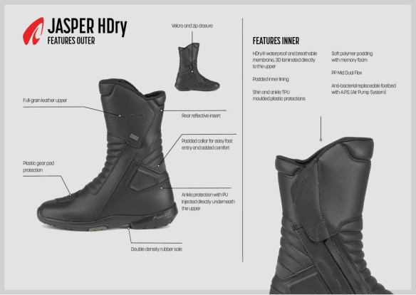 Cizme Moto Touring Jasper Hdry Black