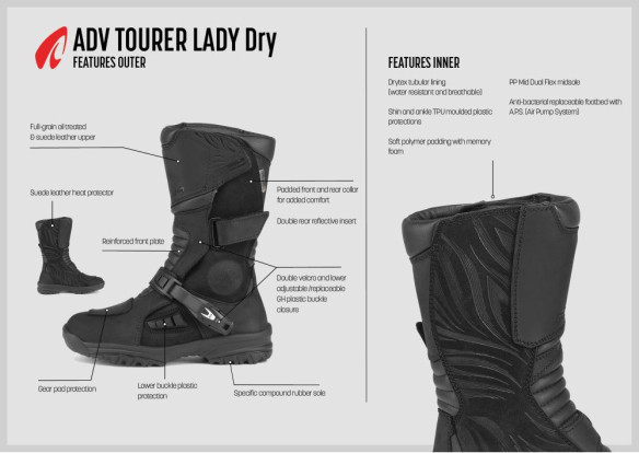 Cizme Moto Touring Dama Adv Tourer Dry Black