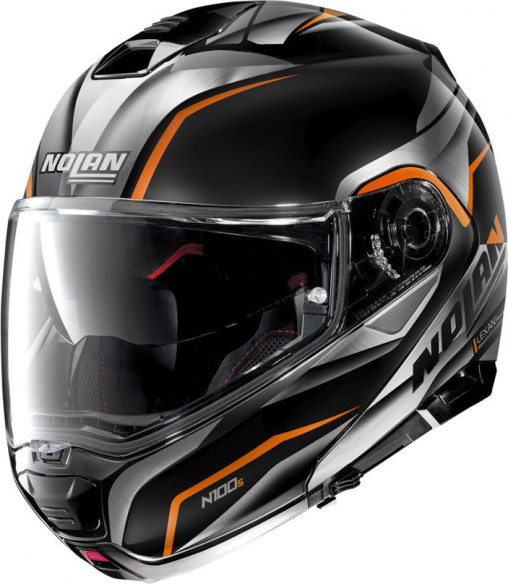 Casca Flip-Up N 100-5 Balteus N-Com Negru/Portocaliu