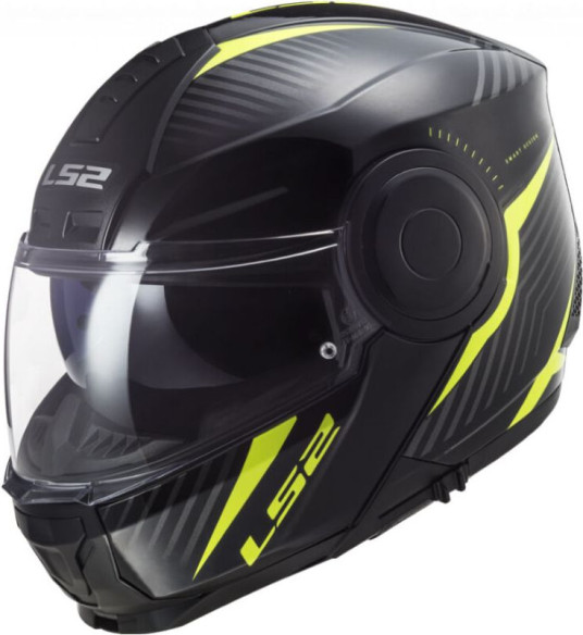 Casca Moto Flip-Up FF902 Scope Skid Negru H-V Galben