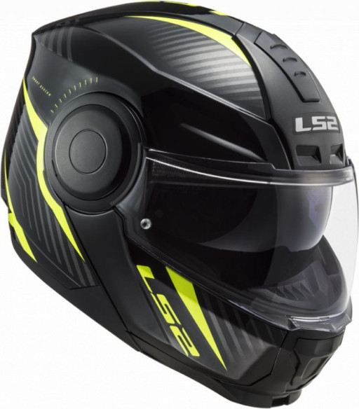 Casca Moto Flip-Up FF902 Scope Skid Negru H-V Galben