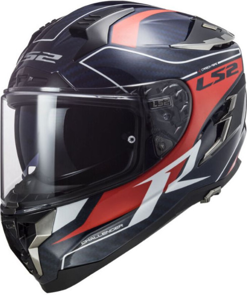 Casca Moto Full/Face FF327 Challenger C Grid Blue Carbon Red
