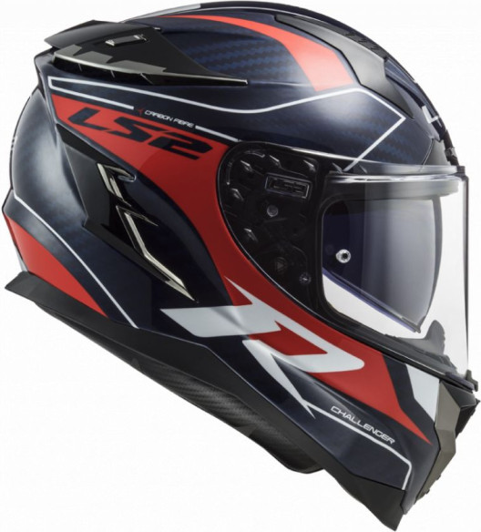 Casca Moto Full/Face FF327 Challenger C Grid Blue Carbon Red