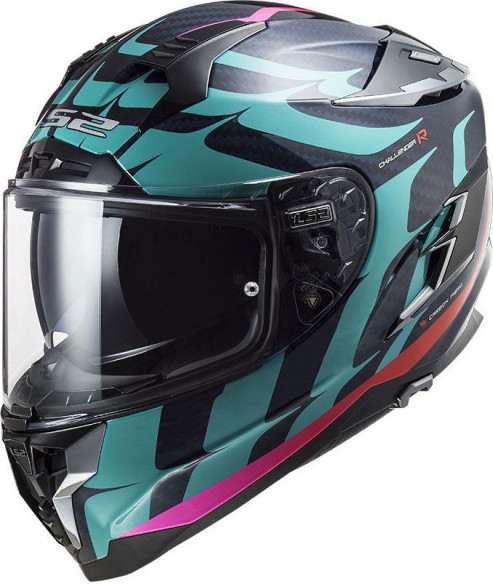 Casca Moto Full/Face FF327 Challenger CT2 Flames BLUE CARBON RED