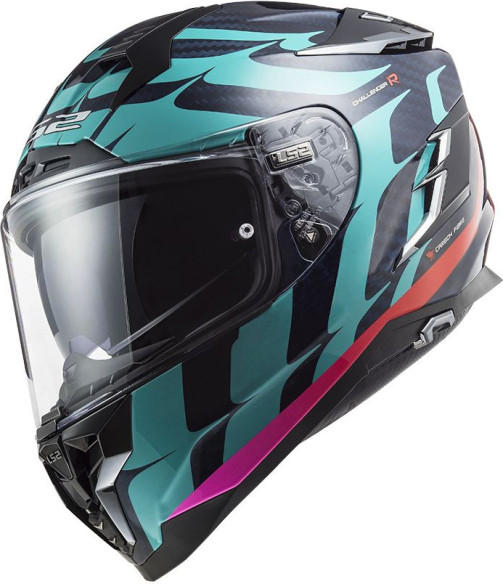 Casca Moto Full/Face FF327 Challenger CT2 Flames BLUE CARBON RED