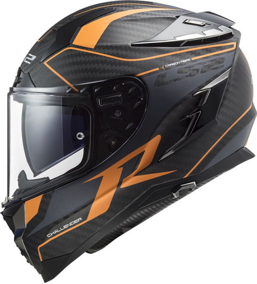 Casca Moto Full/Face FF327 Challenger CT2 Grid Matt Carbon Portocaliu