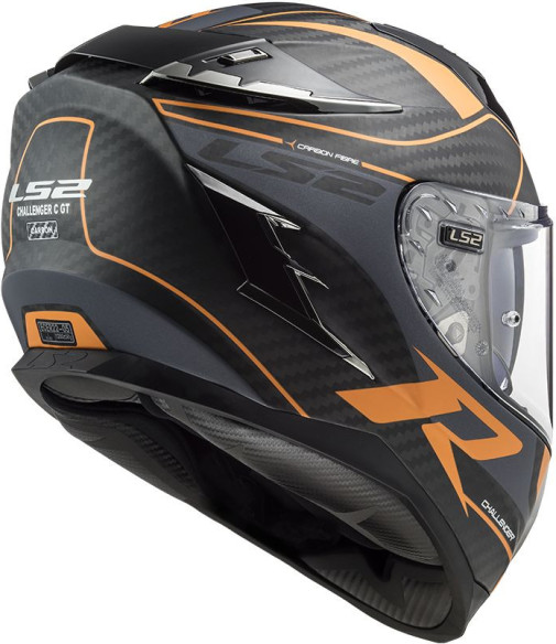 Casca Moto Full/Face FF327 Challenger CT2 Grid Matt Carbon Portocaliu