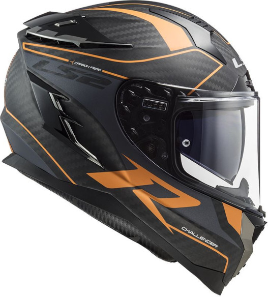 Casca Moto Full/Face FF327 Challenger CT2 Grid Matt Carbon Portocaliu
