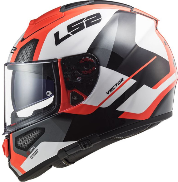Casca Moto Full/Face FF397 Vector FT2 Automat Alb Lucios Portocaliu Fluo