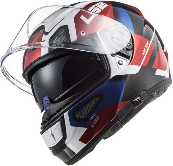 Casca Moto Full/Face FF397 Vector FT2 Automat Alb Lucios Rosu