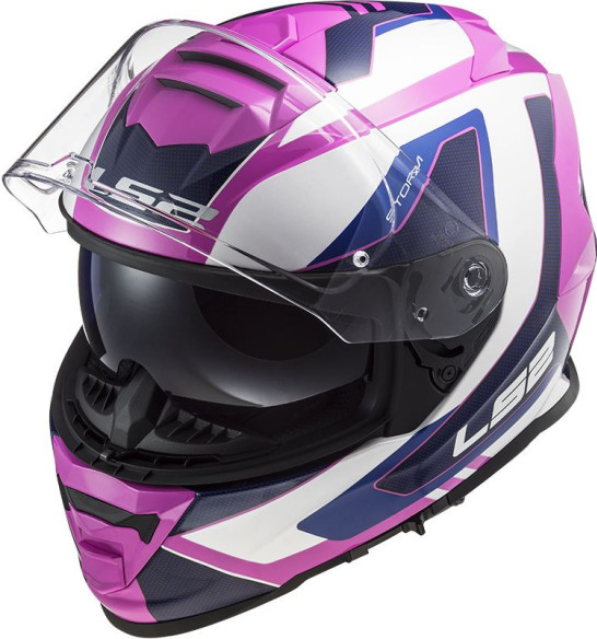 Casca Moto Full-Face Dama FF800 Storm Techy Gloss Alb Roz