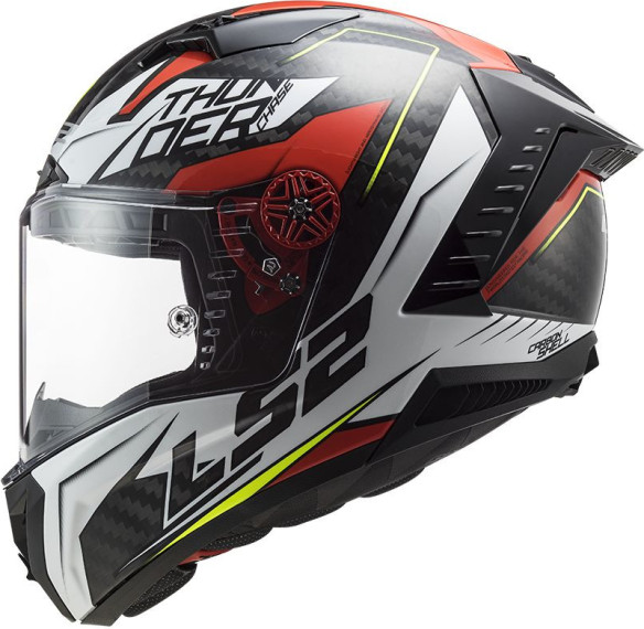 Casca Moto Full/Face FF805 Thunder C Chase Alb Lucios Rosu