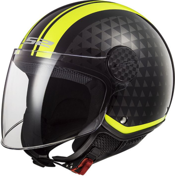 Casca Moto Jet OF558 Sphere Lux Crush Black Hi Vis Yellow