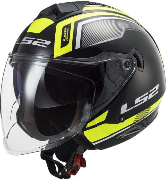 Casca Moto Jet OF573 Twister Ii Flix Negru H-V Galben