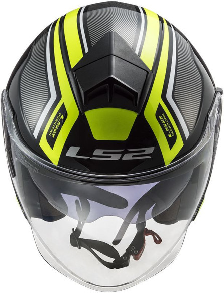 Casca Moto Jet OF573 Twister Ii Flix Negru H-V Galben