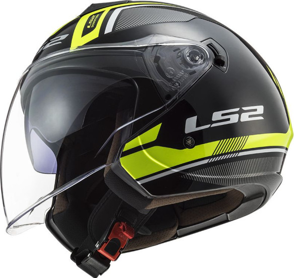 Casca Moto Jet OF573 Twister Ii Flix Negru H-V Galben