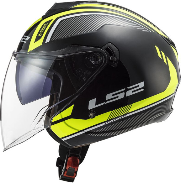 Casca Moto Jet OF573 Twister Ii Flix Negru H-V Galben