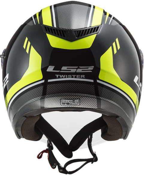 Casca Moto Jet OF573 Twister Ii Flix Negru H-V Galben