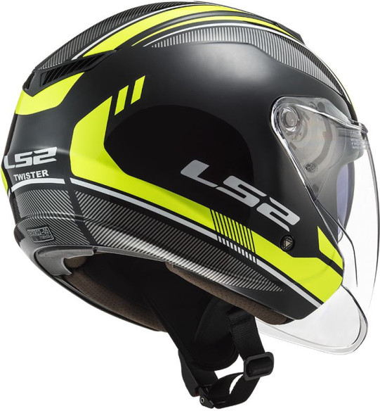 Casca Moto Jet OF573 Twister Ii Flix Negru H-V Galben