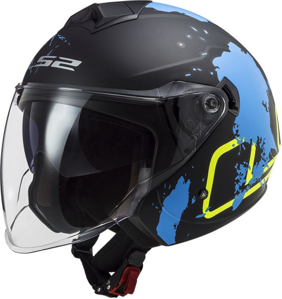 Casca Moto Jet OF573 Twister Ii Xover Matt Negru Albastru