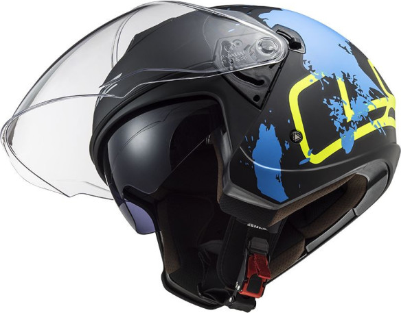 Casca Moto Jet OF573 Twister Ii Xover Matt Negru Albastru