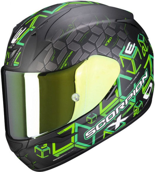 Casca Moto Full-Face Exo 390 Cube Matt Black/Green