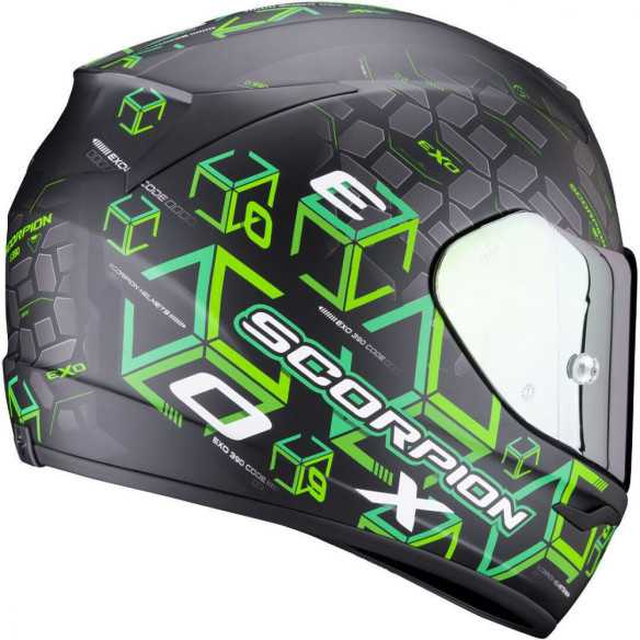 Casca Moto Full-Face Exo 390 Cube Matt Black/Green