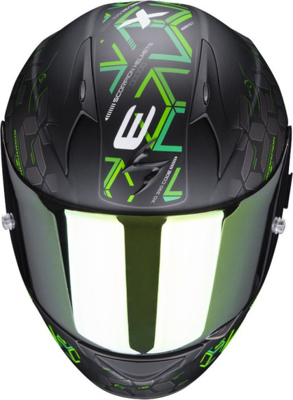 Casca Moto Full-Face Exo 390 Cube Matt Black/Green