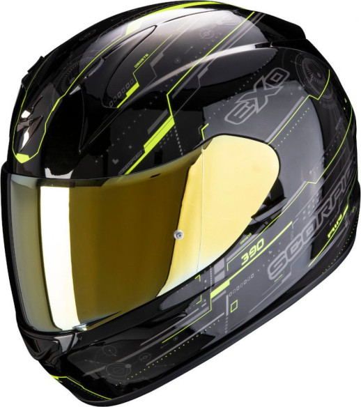 Casca Moto Full-Face Exo 390 Beat Black/Neon Yellow