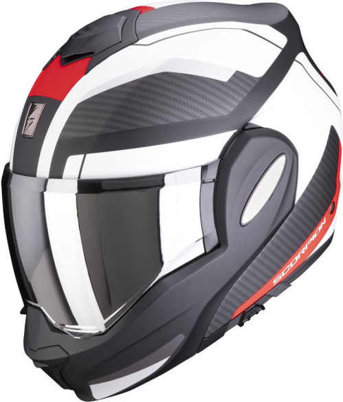 Casca Moto Flip-Back Exo-Tech Trap Matt Black/Red White