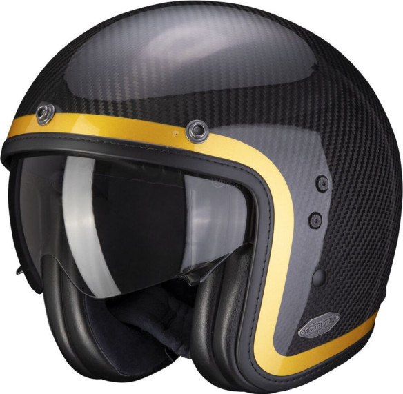 Casca Moto Open Face/Jet Belfast Carbon Lofty Gold