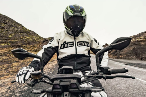 Manusi Moto Piele Contra 2 White