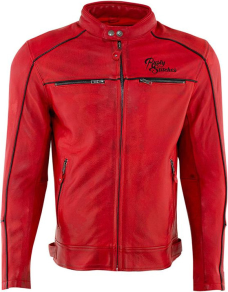 Geaca Moto Piele Chase Red/Black