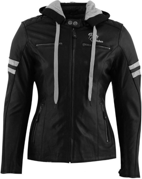 Geaca Moto Piele Dama SUPER Joyce HOODED Black/White