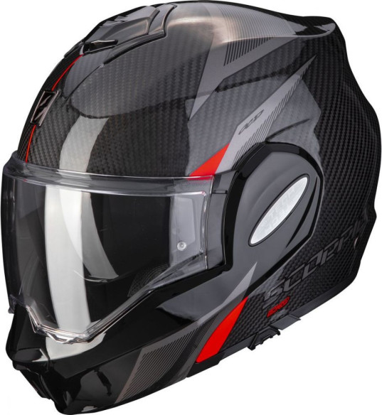 Casca Moto Modulara Flip-Up Exo-Tech Carbon Top Black/Red