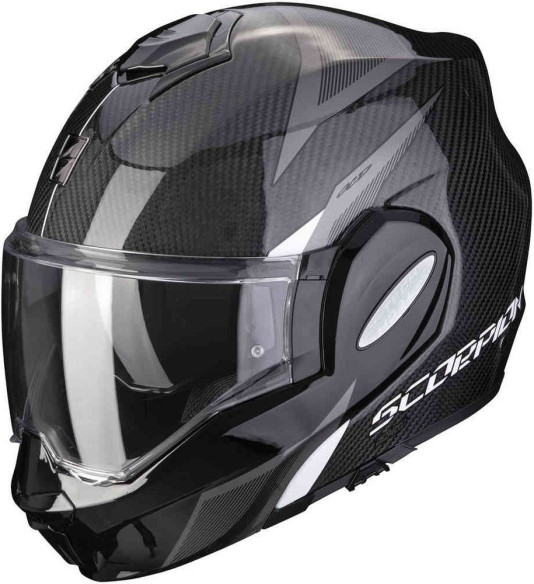 Casca Moto Modulara Flip-Up Exo-Tech Carbon Top Black/White