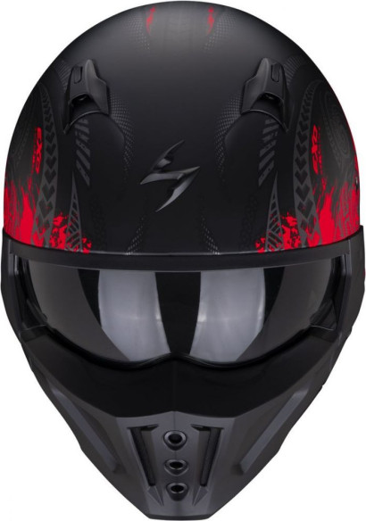 Casca Moto Open Face Covert-X Tattoo Matt Black/Red