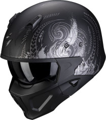 Casca Moto Open Face Covert-X Tattoo Matt Black/Silver