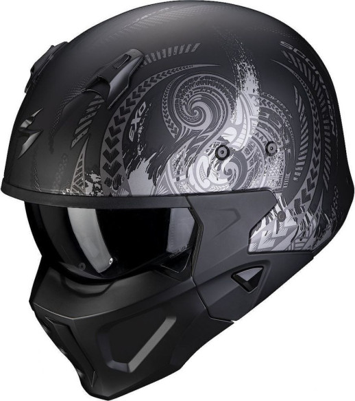 Casca Moto Open Face Covert-X Tattoo Matt Black/Silver