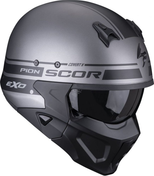 Casca Moto Open Face Covert-X Tussle Silver Matt/Black