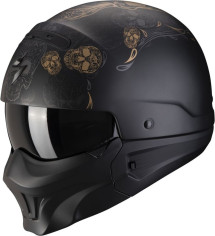 Casca Moto Open Face Exo-Combat Evo Kalavera Matt Black/Gold