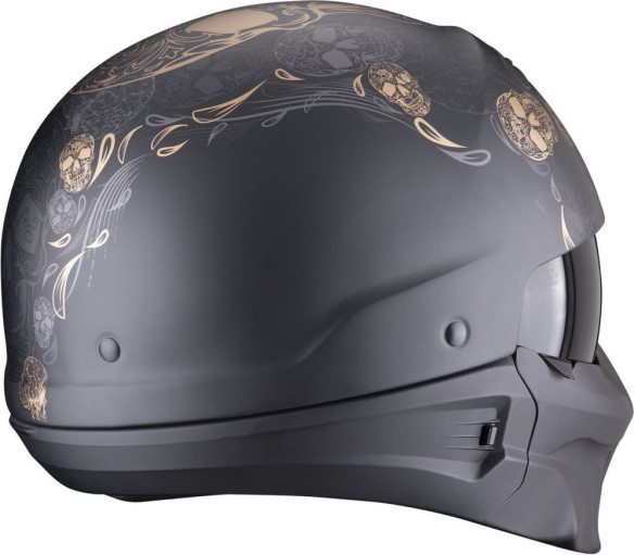 Casca Moto Open Face Exo-Combat Evo Kalavera Matt Black/Gold