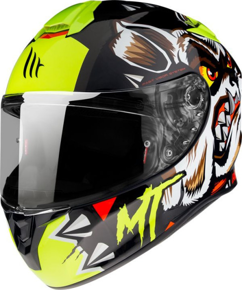 Casca Moto Full-Face Targo Crazy Dog G3 Gloss Fluor Yellow