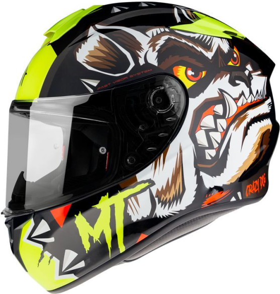 Casca Moto Full-Face Targo Crazy Dog G3 Gloss Fluor Yellow
