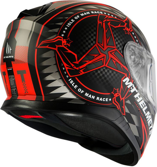 Casca Moto Full-Face Thunder 3 SV Isle of man B5 Matt Fluor Red