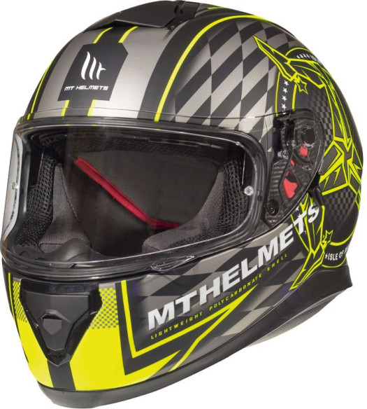 Casca Moto Full-Face Thunder 3 SV Isle of man A3 Matt Fluor Yellow