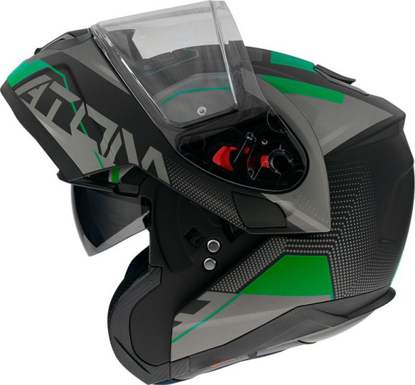 Casca Moto Flip-Up Atom SV Quark A6 Matt Fluor Green